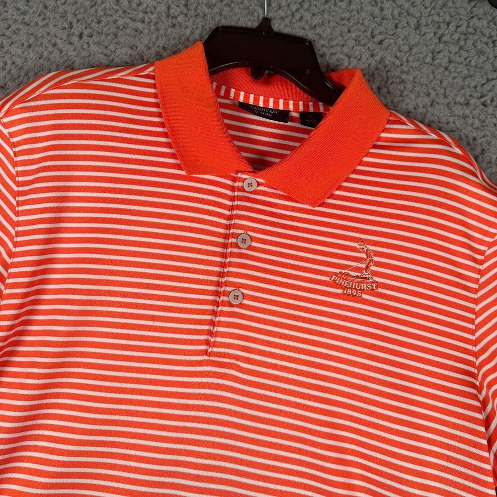 Pinehurst By Adidas Polo Shirt Mens Large Orange Golf Putter Boy Logo 1895